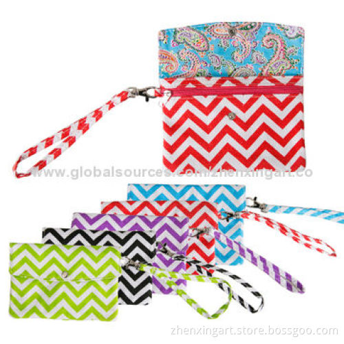 Chevron coin purse with handle